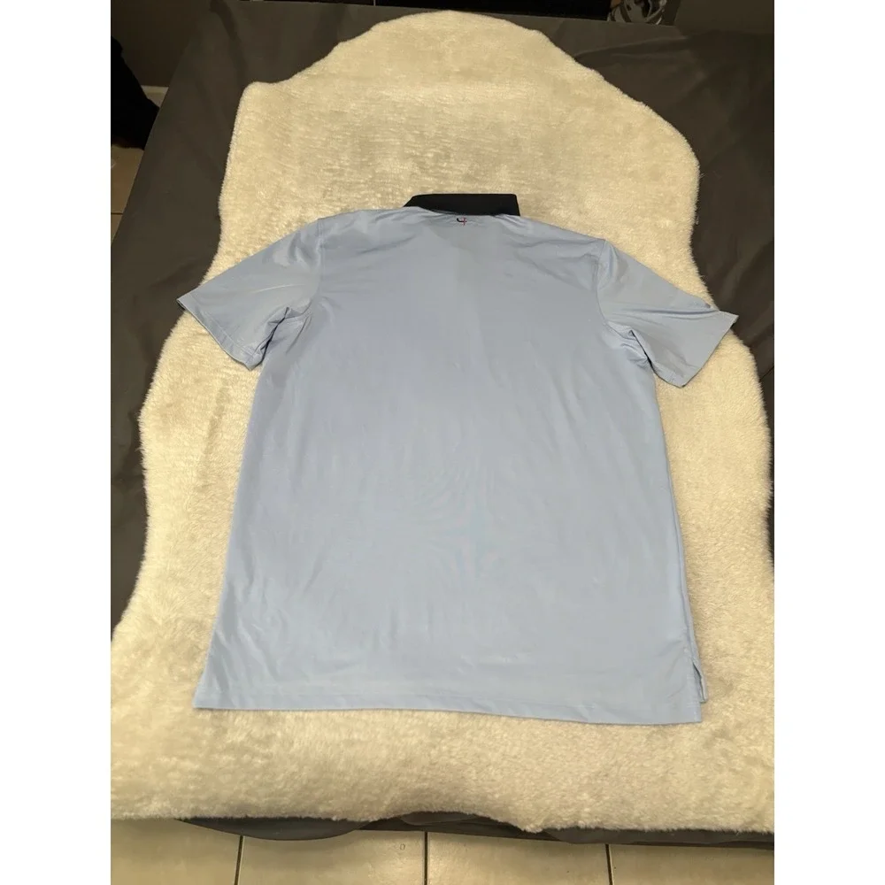 Greyson Short Par 4  Polo Shirt Men L Blue Performance Golf Collared‎ Casual